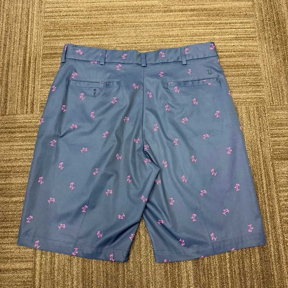 Walter Hagen Navy Shorts with Pink Palm Tree Pattern Golf Shorts